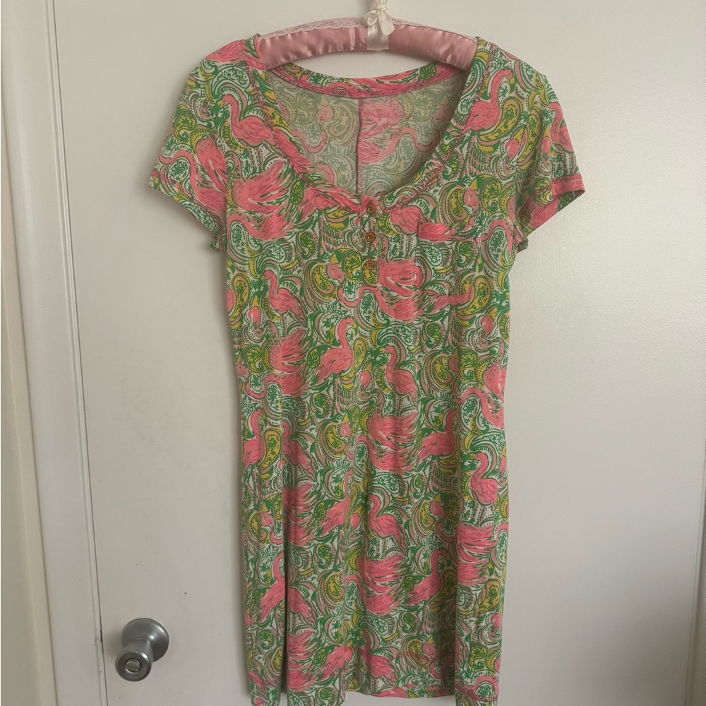 Lilly Pulitzer Britton Henley Hot Wings Flamingo print dress